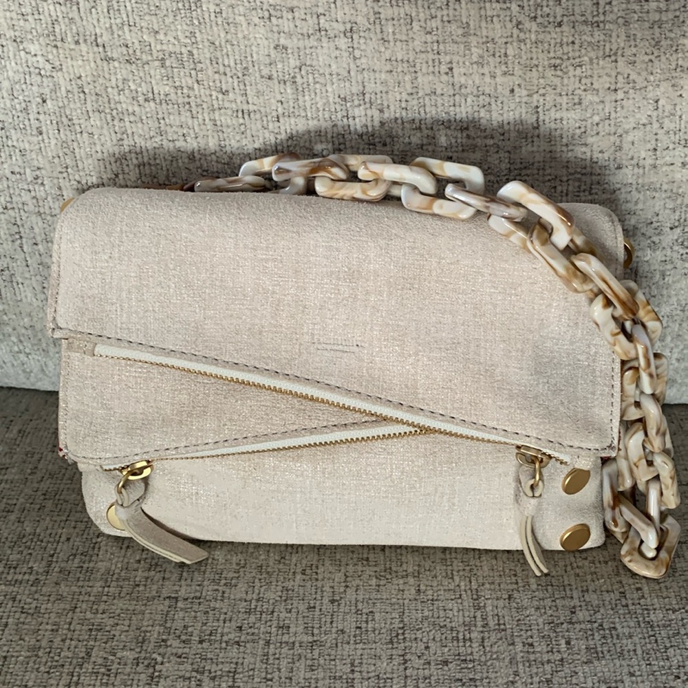 Hammitt Dillon Sml, Glimmer Ivory/Marin Nubuck Suede Combination w/Brushed Gold!
